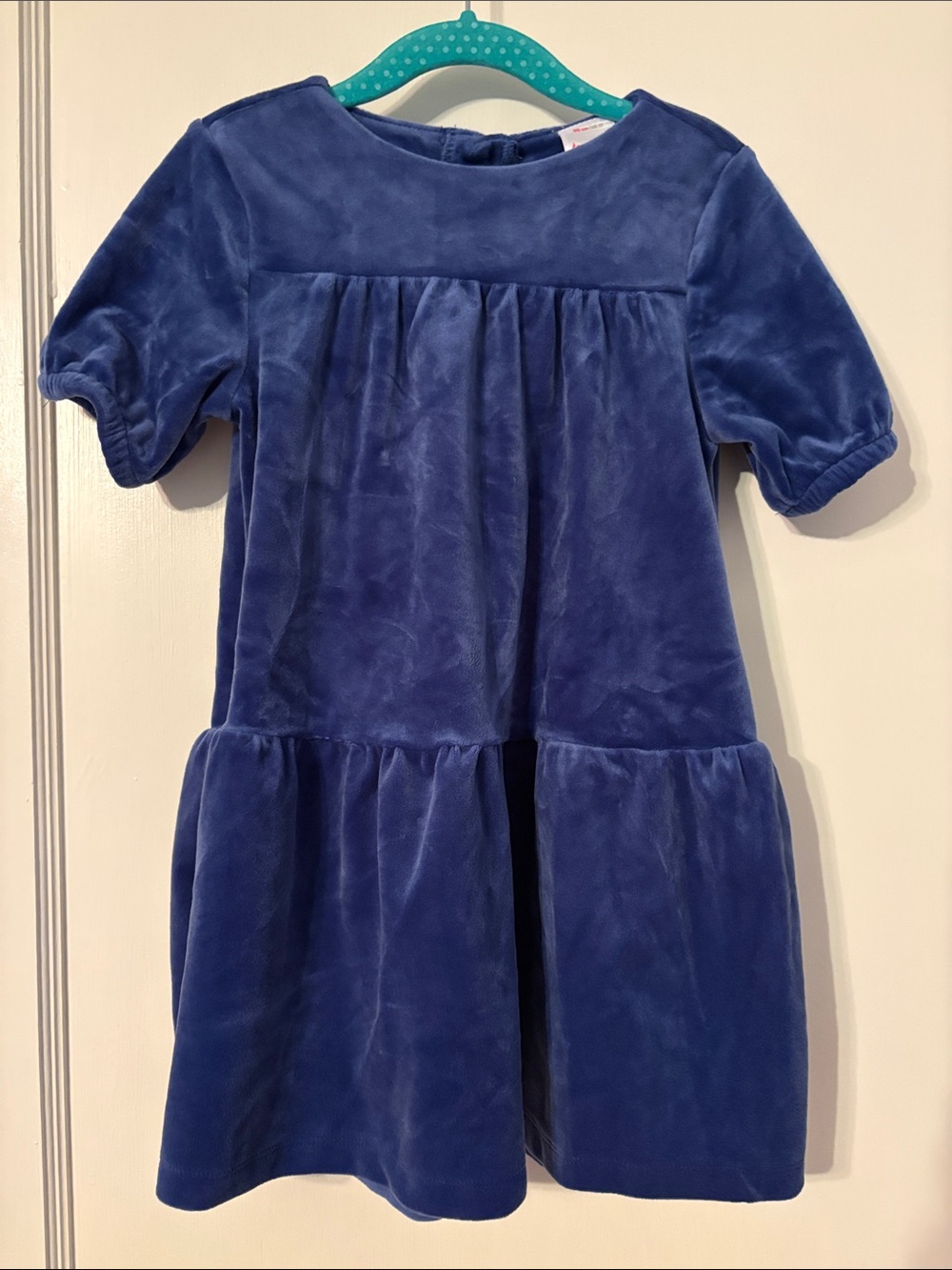 Hanna Andersson Velvet Tiered Dress in Blue